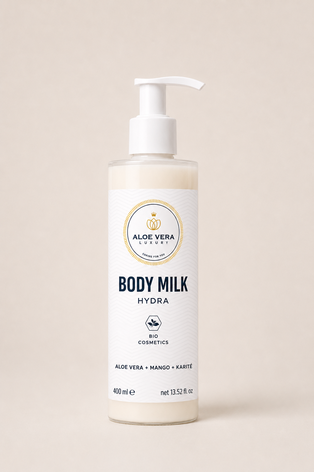 Leche corporal hidratante con aloe vera, mango y manteca de karité