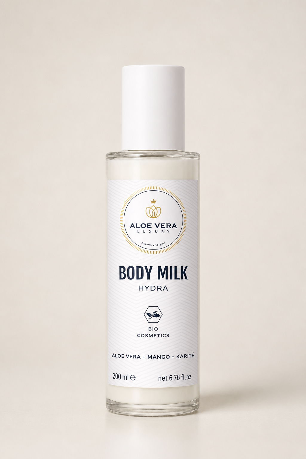 Leche corporal hidratante con aloe vera, mango y manteca de karité