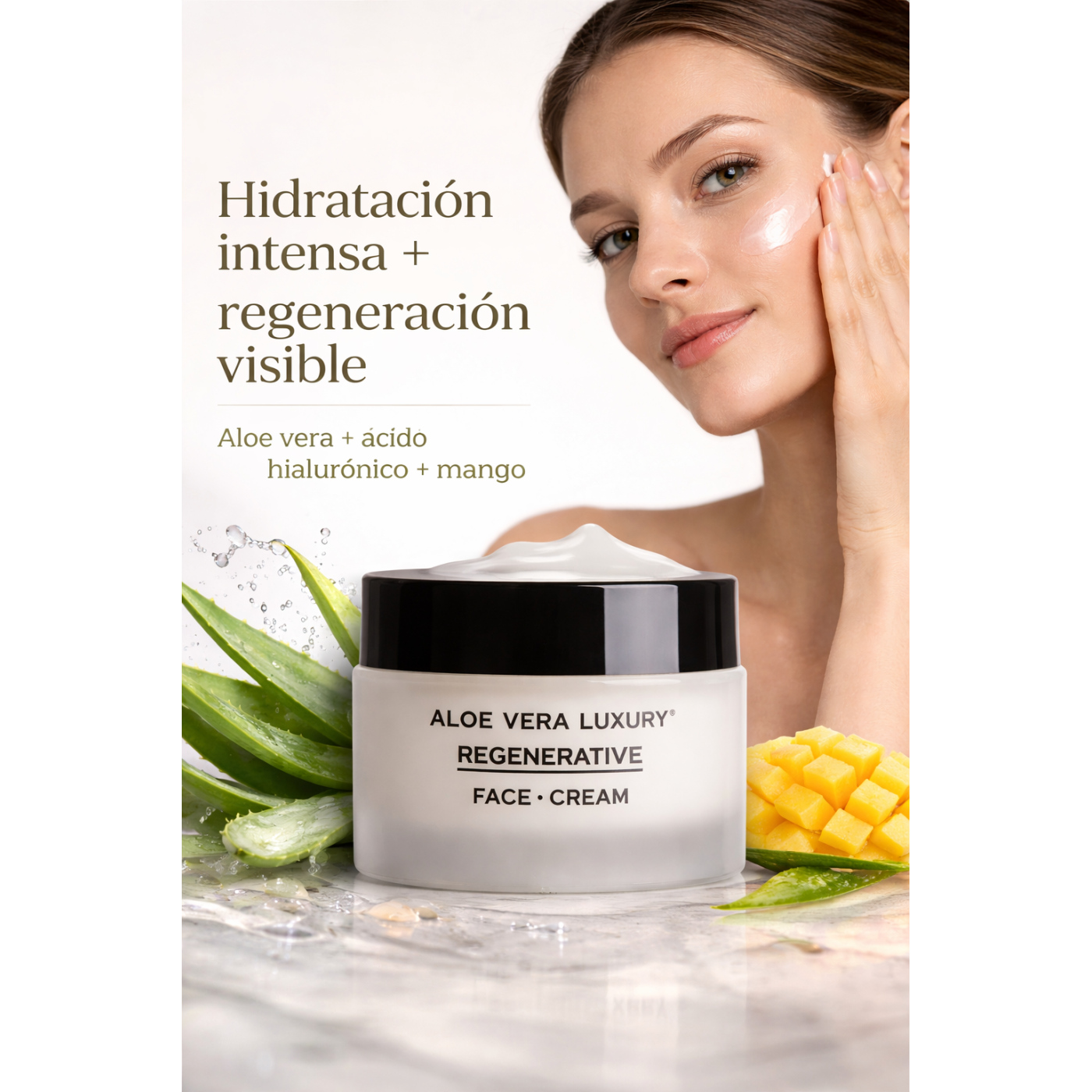 Crema facial con aloe vera hidratante y regenerativa