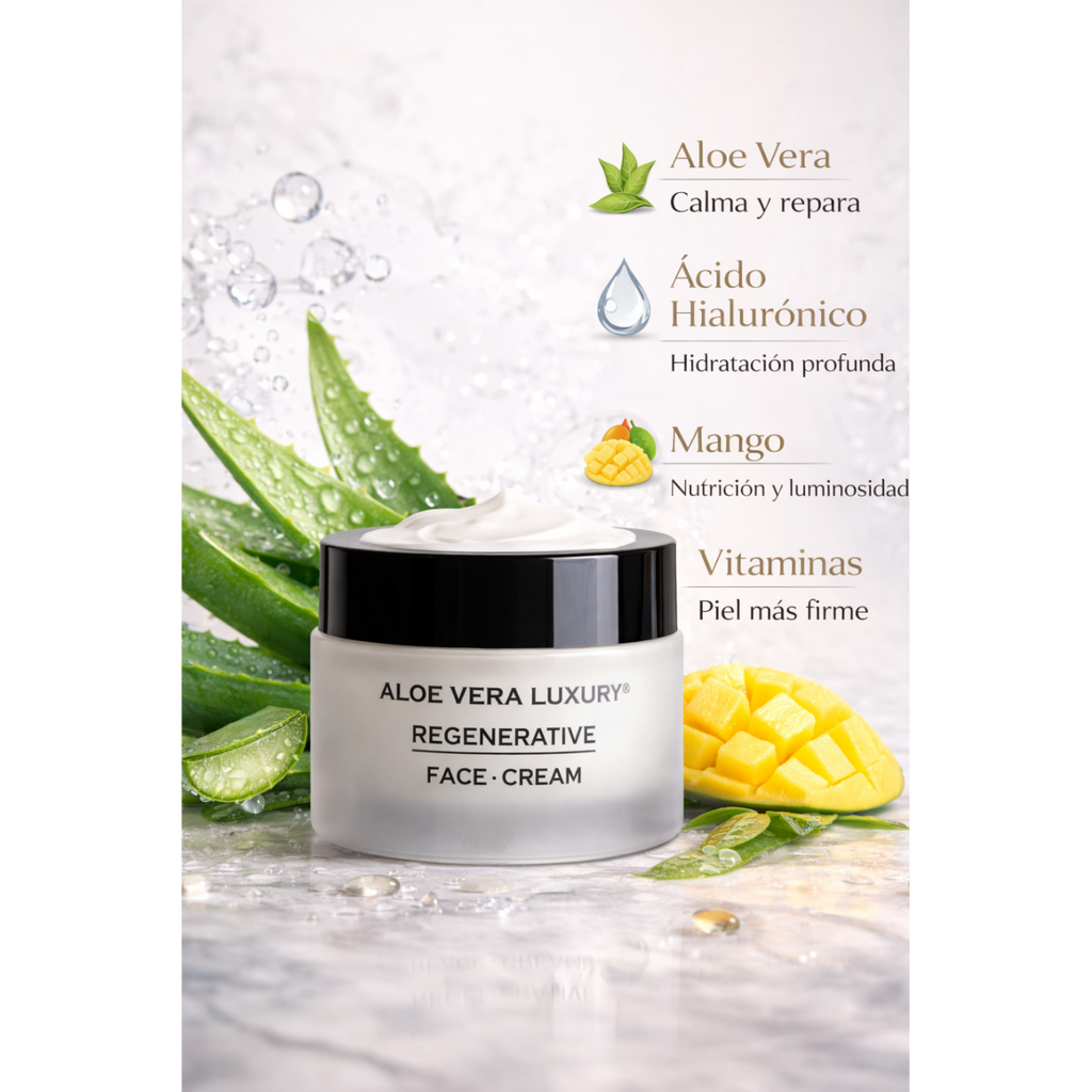 Crema facial con aloe vera hidratante y regenerativa