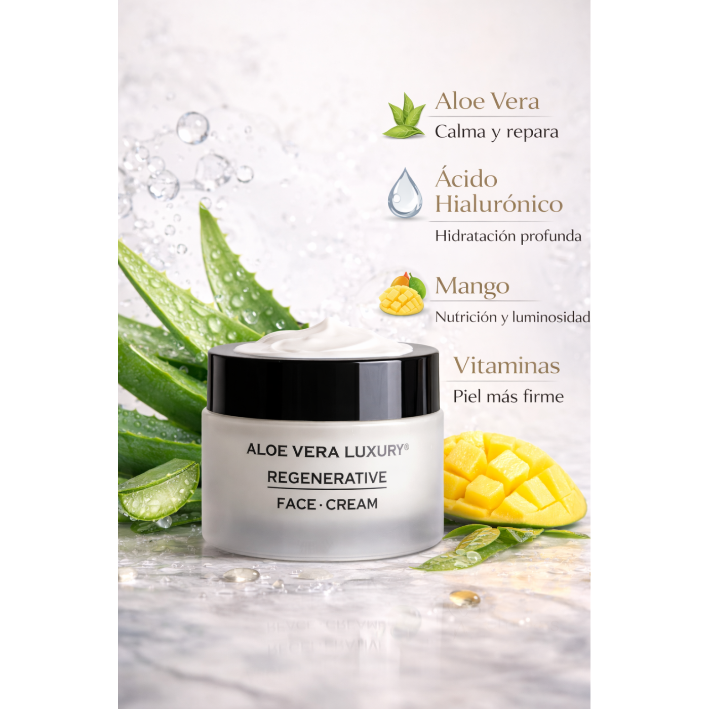 Crema facial para pieles sensibles con aloe vera y niacinamida