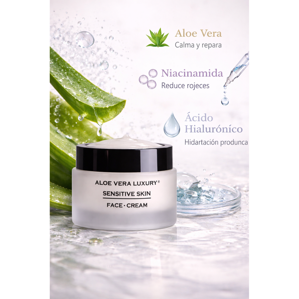 Crema facial para pieles sensibles con aloe vera y niacinamida